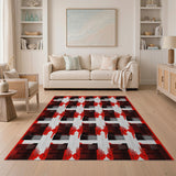 Bold Red Black Geometric Modern Rug