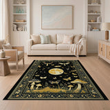 Golden Moon Butterflies Mushroom Rug
