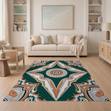 Ornate Teal Persian Medallion Traditional Persian Area Rug