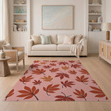 Pink Autumn Maple Leaves Area Rug
