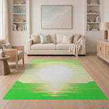Lush Green Sunset Geometric Area Rug