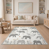 Grey Elephant Kids Area Rug