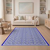 Intricate Blue Geometric Maze Area Rug