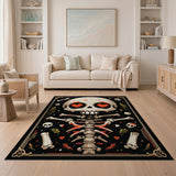 Heart-Eyed Loving Skull Skeleton Area Rug