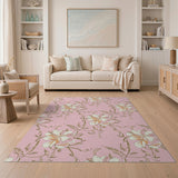 Blush Pink Lily Floral Vintage Rug