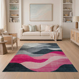 Abstract Grey Pink Wave Mountain Rug