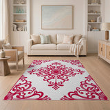 Ornate Red Floral Area Rug