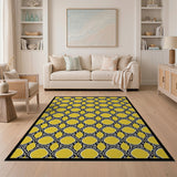 Bold Yellow Black Geometric Pattern Area Rug