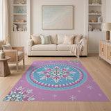 Purple Snowflake Mandala Area Rug