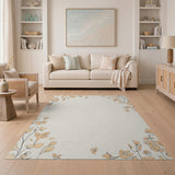 Peach Floral Vine Border Area Rug