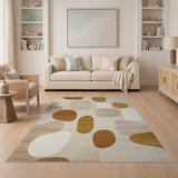 Abstract Organic Shapes Beige Abstract Area Area Rug