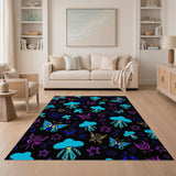 Psychedelic Neon Mushroom Butterfly Leaf Rug