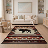 Southwestern Bison Silhouette Area Rug