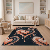 Dripping Watercolor Hearts Area Rug