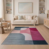 Modern Geometric Navy Pink Area Rug