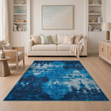 Abstract Navy Teal Area Rug