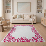 Floral Vintage Vibrant Pink Floral Swirl Area Rug