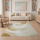 Beige Abstract Swirl Area Rug