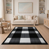 Black and White Rustic Farmhouse Black White Checkered Rustic Farmhouse Rug