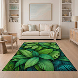 Boho Chic Green Lush Green Monstera Leaves Area Rug