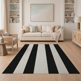 Bold Black White Vertical Stripe No. 16 Area Rug