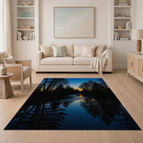 Pine Forest Sunset Silhouette Area Rug