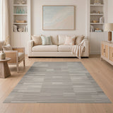 Grey Geometric Block Stripe Area Rug