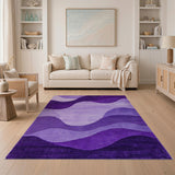 Cascading Purple Waves Area Rug