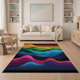 Vibrant Rainbow Wave Mountains Area Rug