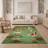 Koi Fish and Lotus Pond Area Rug