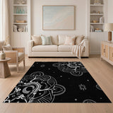 Celestial Mandala Black White Area Rug