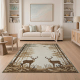 Majestic Woodland Deer Forest Area Rug