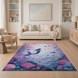 Dreamy Purple Mermaid Moonlit Ocean Rug