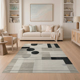 Modern Geometric Black Grey Area Rug