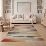 Abstract Geometric Stripe Area Rug in Red Orange Yellow