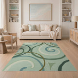 Swirling Teal Abstract Area Rug