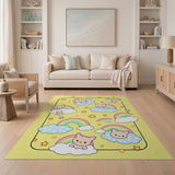 Whimsical Rainbow Cats Clouds Kids Rug