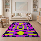 Bold Geometric Pink Yellow Area Rug