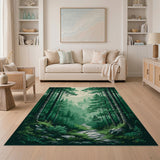 Misty Pine Forest Path Area Rug