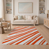 Bold Orange Diagonal Brushstroke Area Rug