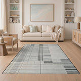 Modern Grey Grid Line Area Rug