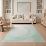 Serene Mint Green Abstract Wave Rug