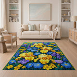 Vibrant Yellow Iris Floral Area Rug