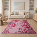Blush Pink Peony Floral Area Rug