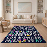 Vibrant Multi-Color Typographic Area Rug