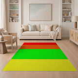 Vibrant Red Orange Green Yellow Stripe Area Rug