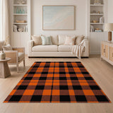 Orange Black Buffalo Plaid Rustic Farmhouse Rug