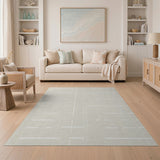 Neutral Grid Geometric Area Rug