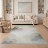 Layered Grey Clouds Abstract Area Rug