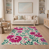 Vibrant Pink Gerbera Floral Area Rug